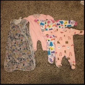 Baby Girl Fleece PJ/sleep sack bundle size 0-3 months
